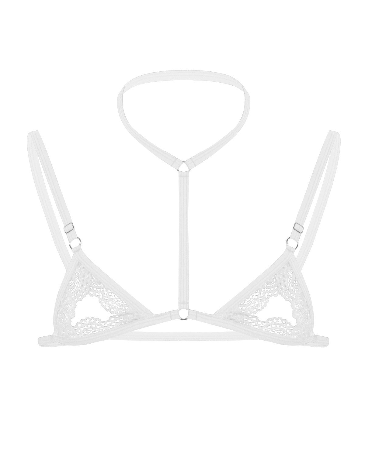 Image of Men's sexy lingerie lace three-point bra pajamas sheer panties temptation pure desire sexy bed set